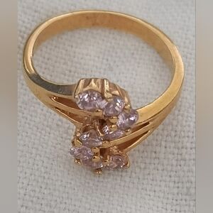 Gold Ring with Pink Gemstones